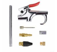 7-Piece Air Compressor Blow Kit, Zinc Alloy Nozzle Tips with Rubber End, 1/4 NPT Inflation Needle Adapter for Cleaning Dust Debris from T
