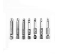 7-Piece Alloy Steel Screwdriver Bit Set with 1/4" Hex Shank, 50mm Length, Nickel-Coated Five-Point Bits for Manual and Electric Screwdrivers
