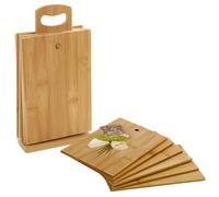 7 Piece Bamboo Chopping Board Cutting Slicing With Display Stand Fruit Vegetable