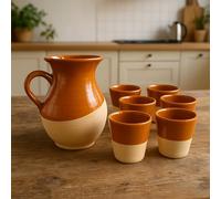 7-Piece Bar Set Consisting of 1 Jug 1.5 Litres and 6 Glasses 200 ml Ceramic Terracotta Made in Italy 2307251103