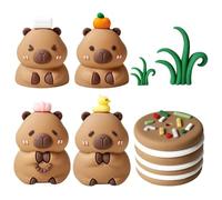 7-Piece Capybara Cake Topper Set, Adorable Capybara Cake Decorations for Birthdays and Special Occasions, Includes 4 Capybaras, 2 Grass Blades, 1 Cake Topper