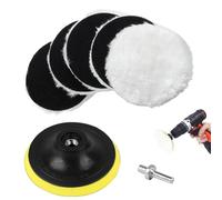 7-Piece Car Polishing Pads Kit - 4-Inch Wool Buffing Pads with Drill Adapter - Perfect for Car, Furniture, and Surface Polishing - Washable, Reusable, and Scratch-Free
