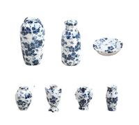 7-Piece Chinese Blue & White Porcelain Home Decor Doll House Accessories for Photo Props Garden Scene Ceramic Blue & White Porcelain Vase
