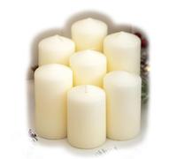 7 Piece Christmas Pillar Candle Set Unscented Wax Festive Lantern Decoration (Ivory)