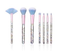 7 piece clear makeup brush set, crystal sequin handle, glitter eye shadow brush, beauty accessories, suitable for makeup application