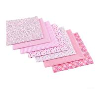 7 Piece Cotton Patchwork Fabric Set Floral and Plain Prints | 25x24cm Quilting Squares for Sewing DIY Crafts Home Decor Mixed Colors(red)