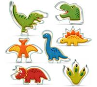 7 Piece Dinosaur Cookie Cutters Set with Soft PVC Edge