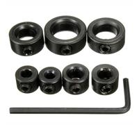 7-Piece Drill Bit Depth Stop Collar Set for Ring Positioning Plus Hole Depth Control - 3 Mm to 12 Mm Adjustable Spacing Rings High-Carbon Steel Includes Hex Wrench