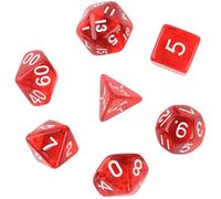 7-Piece Dungeons and Dragons Acrylic Dice Set, Includes Four, Six, Eight, Ten, Twelve, and Twenty Sided Dice (Red)