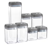 7 Piece Flip Lock Plastic Food Storage Containers Set Argon Tableware Grey One Size