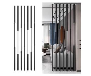 7-Piece Floor-to-Ceiling Black Metal Room Divider Adjustable Standing Partition for Bedroom Office Cubicle - Stylish Indoor Privacy Solution