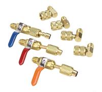 7-Piece For HVAC Compact Ball Valve Kit for Air Conditioning Systems - Brass Angled Ball Valves & Adapters Compatible with R134A, R410A, R22, and