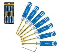7-Piece for Precision Hex Screwdriver Set for RC Models, 2.0-5.0 mm Ball-End Drivers with Ergonomic Aluminum Handles and High-Speed Steel Ti-Coated Tips