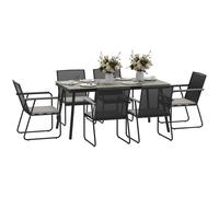 7 Piece Garden Dining Set 6 Seater Patio Table Chairs Cushions Grey