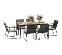 7 Piece Garden Dining Set 6 Seater Patio Table Chairs Cushions Grey