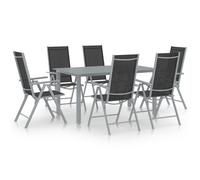 vidaXL Garden Dining Set 7 Piece Aluminium Silver and Black Outdoor Furniture