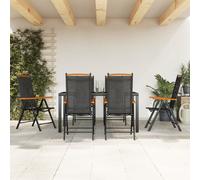7-Piece Garden Dining Set Black 150cm WPC Table Aluminium Textilene with Chairs