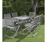 7 Piece Garden Dining Set Solid Acacia Wood Grey
