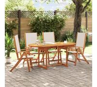 vidaXL 5 Piece Garden Dining Set Solid Wood Acacia and Textilene