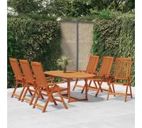(Jul-52) vidaXL Solid Wood Eucalyptus Garden Dining Set with/without Footrest 5/7 Piece