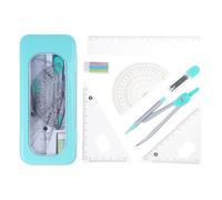 7 Piece Geometry Set, 180 Degree Math Protractor, Triangular Ruler, Ruler, Drafting Tools Student Stationery