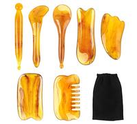 7-Piece Gua Sha Massage Tool Set - Natural Resin Scrapers for Face & Body - Unblock Meridians, Eliminate Fatigue
