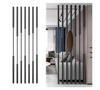 7 Piece Indoor Black Room Divider Post, Metal Standing Wall Partition Column for Room Separation/ Bedroom/ Office Cubicle Decor, 2.4 2.3 2.2 2.1 2 1.9 1.8 1.7 1.6 M Tall ( Color : 7pcs Black , Size :