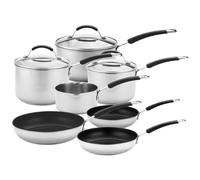 7-Piece Induction Set with Stainless Steel Non-Stick Frying Pans Meyer Silver One Size