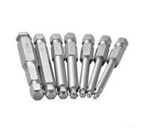 7-Piece Magnetic Hex Ball Socket Bit Set for Manual & Electric Screwdrivers, Drill, Pneumatic Tools - 2mm to 8mm, 65mm Total Length, 1/4" Hex Handle, DIY