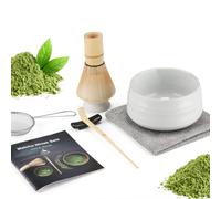 7 Piece Matcha Set, Macha Tea Set with Matcha Spoon, Whisk Holder, Bamboo Matcha Whisk, Shovel, Strainer, Matcha Accessories Traditional Japanese Tea Ceremony Best Gift for Lovers, Matte White