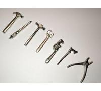 7 Piece Metal Tool Kit , Dolls House Miniatures, Tools 1.12th Scale