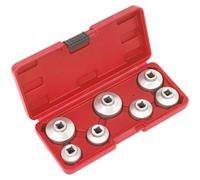 7 Piece Oil Filter Cap Wrench Set - 3/8" Sq Drive - Low Profile Design - Case