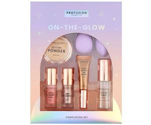 7 Piece On-The-Glow Makeup Gift Set for Her - Complete Complexion Kit with Powder, Blush, Highlighter, Contour, Setting Spray & Sponges Beauty Gift for Birthdays, Christmas-A02