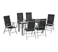 Outsunny 7 Piece Garden Dining Set, Outdoor Table And 6 Chair, Aluminium In Black Black