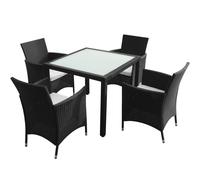 7 Piece Outdoor Dining Set With Cushions Poly Rattan