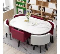 7-Piece Oval Dining Set for 6 Modern Dining Table & Coffee Table Stylish Kitchen Furniture Living Room Conference Room Decor& Elegant Design