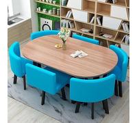 7-Piece Oval Dining Table Set for 6 Chairs Modern Kitchen Furniture Coffee Table Living Room & Conference Room Decor