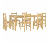 7-Piece Panama Dining Set, Solid Pine with Honey Wax Finish, Durable & Eco-Friendly Design for Elegant Interiors, Perfect for Family Gatherings & Modern Decor