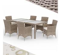 7-Piece Polyrattan Garden Seating Set Cream/Cream