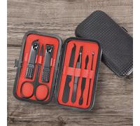 7 Piece Professional Manicure Pedicure Nail Clipper Set Mens & Womens Travel Grooming Kit Includes Eyebrow Scissors, Tweezers, Nail Clippers for fingernail, toenail and Facial Care Black Compact case