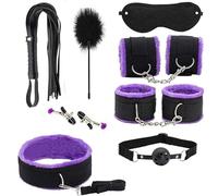 7-Piece Purple Nylon Elastic Full-Body Workout Protection Set with Plush Accessories, Adjustable Size Design