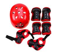 7 Piece Red For Ages 6-12 Years Protective Helmet Set With Knee Elbow Wrist Guards Low Impact Universal Boy Girl Skating Bicycle Trike Bike Bicycle Roller Blade Scooter Cycle Skateboard