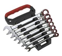 7-Piece Reversible Ratchet Spanner Set - 12 Point Metric Sockets For Tight Spaces