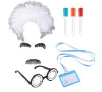 7-Piece Scientist Costume Kids Set, Mad Scientist Costume Adults, Old Man Costumes Dress with Scientists Lunatic Wigs and Accessories, Detective and Scientists Disguise for Halloween, Role-Play