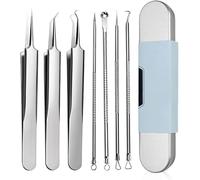 7 Piece Set Blackhead Extraction,Blackhead Extraction Tool Kit,Stainless Steel Blackhead Remover, Professional Facial Blackhead Remover Tweezers,Blackhead Remover Tool Comedones Extractor