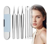 7 Piece Set Blackhead Extraction, Blackhead Remover Tool Comedones Extractor Acne Removal Kit for Blemish, Professional Facial Blackhead Remover Tweezers