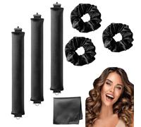 7 Piece Set Heatless Curling Rod, Perfect Heatless Curlers, Overnight Blowout Rods, Heatless Curling Rod, Overnight Blowout, Curling Rods, Non Thermal Hair Dryer Suitable for All Hair Types, Black