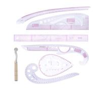 7-piece sewing liner, tailor's curve shape kit, multi-function evaluation ruler with lettering wheel for the aversion pattern design, quilt, cutting craft tools, fabric DIY, clothing Maki Maki Ma