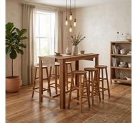 vidaXL Solid Acacia Wood Bar Table and Stool Set 7 Piece Dining Furniture