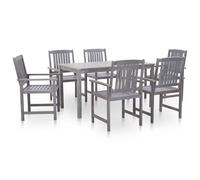 7 Piece Solid Acacia Wood Outdoor Dining Set Furniture Set Grey/Brown vidaXL
